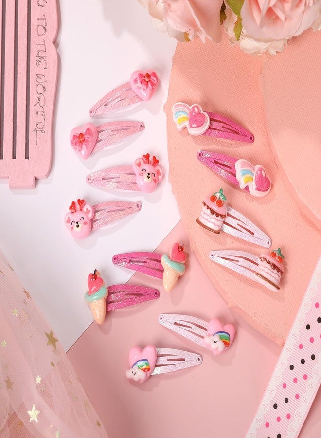 PinkSheep Hair Clips Barrettes for Girls, 6 Pairs Pink Heart Bear Cupcake Ice Cream Hair Pins, Cute Hair Clips Metal Snap Barrettes Sparkly Hair Accessories For toddler Girls Gift Set - Image 4